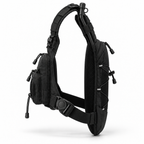 KORERIG 01 hydration vest in Black, side view showing the adjustable side straps and quick-release buckles