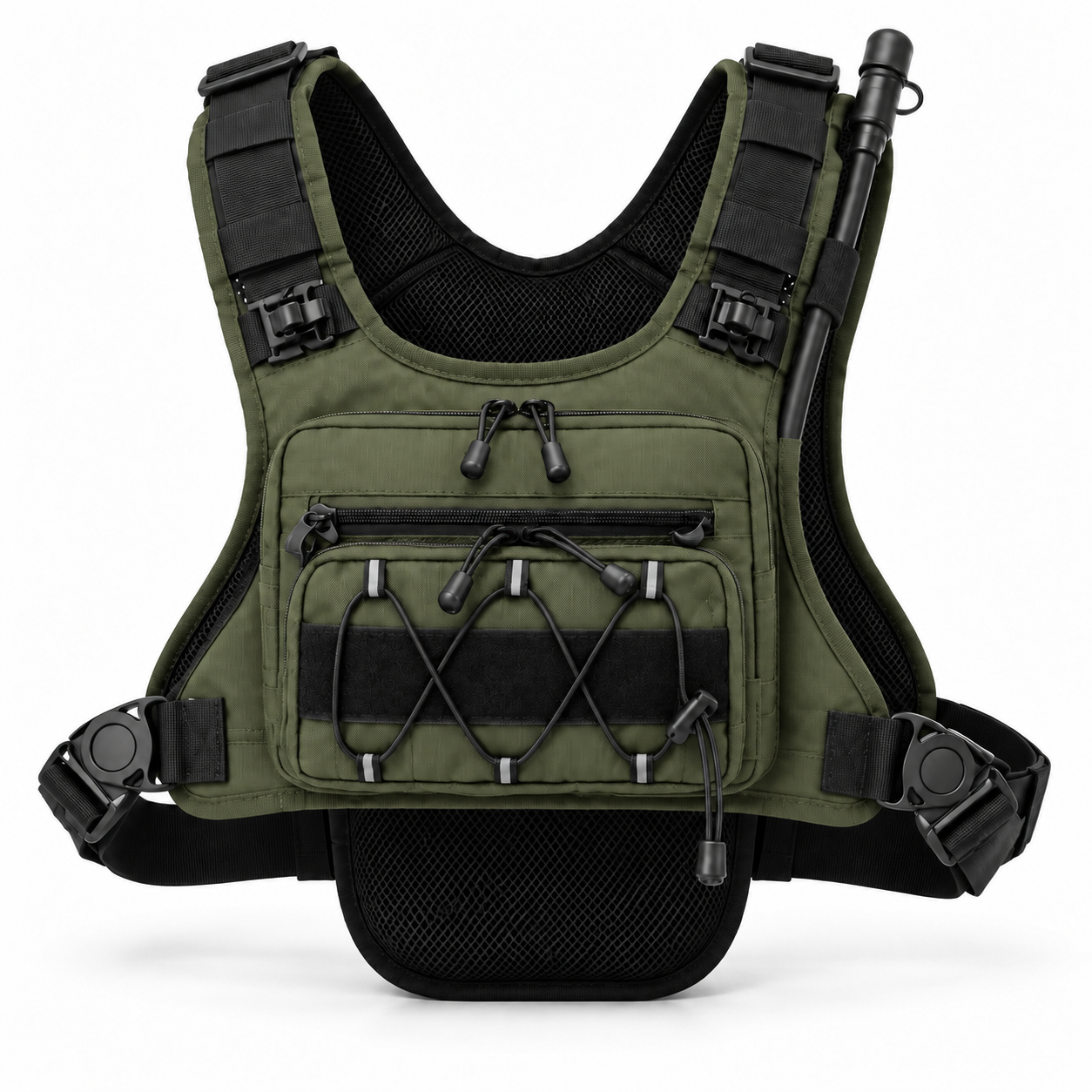 KORERIG 01 hydration vest in Olive, front view