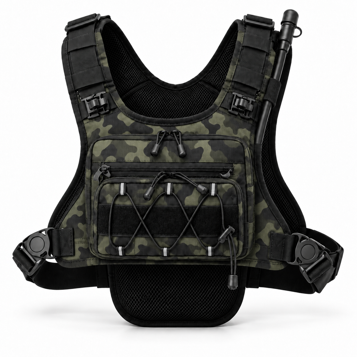 KORERIG 01 hydration vest in Olive Camo, front view